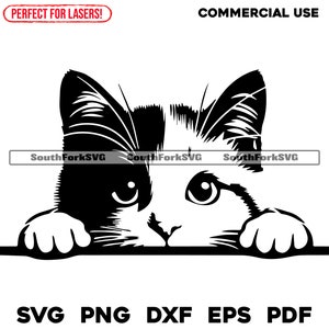 Design furtif chat calicot | svg png dxf eps pdf | graphique vectoriel découpé fichier laser clip art | Téléchargement numérique instantané, utilisation commerciale