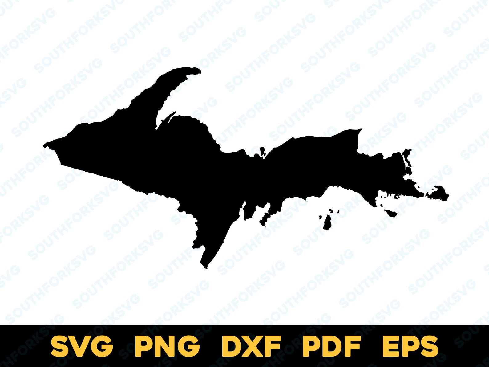 Michigan Upper Peninsula More Detail Silhouette Map Shape | Svg Png Dxf ...