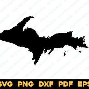 Michigan Upper Peninsula More Detail Silhouette Map Shape | svg png dxf pdf eps | vector graphic design cut print dye sub laser cnc files