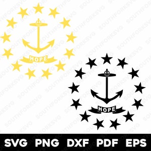 Rhode Island Flag Emblem Seal Black & Yellow Transparent | svg png dxf eps pdf | vector graphic design cut print dye sub laser digital files