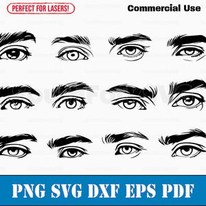 Simple Men's Eyes Bundle svg png dxf eps pdf | vector graphic cut print dye sub laser engrave clip art commercial use