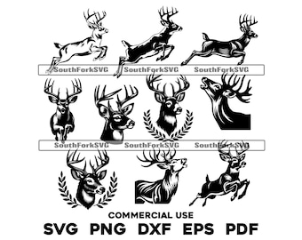 White Tailed Deer Big Bundle Pack svg png dxf eps pdf laser cnc vinyl cut print dye sub files vector instant digital download commercial use