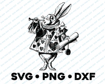 White Rabbit Alice in Wonderland SVG PNG DXF  cameo graphic sublimation vector illustration image cartoon craft junk journal scrapbook