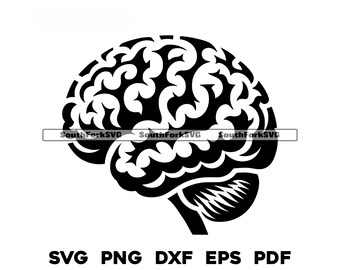 Brain svg png dxf eps pdf | laser engrave cut print files vector graphic clip art | instant digital download commercial use