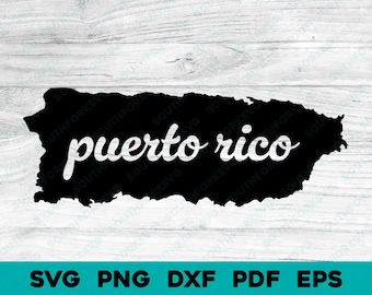 Puerto Rico Silhouette with Scripted Text | svg png dxf eps pdf | vector graphic design cut print dye sub laser cnc digital files