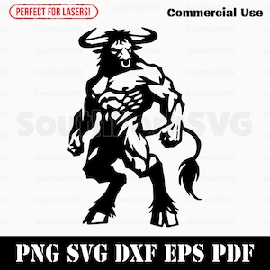 Minotaurus-stier svg png dxf eps pdf-bestanden | Gesneden print lasergravure CNC kleurstof vinyl | Directe download voor commercieel gebruik
