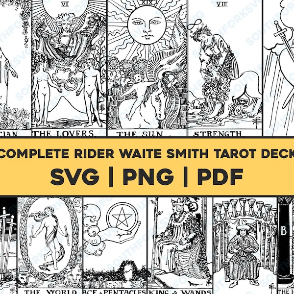 Full Set 78 Rider Waite Smith Tarot Card Deck Bundle SVG PNG PDF |  Zodiac Astrology Divinatory Graphic Image Vector Clip Art