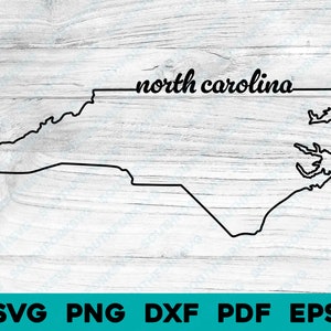 North Carolina State Outline with Scripted Text | svg png dxf eps pdf vector | graphic design cut print dye sub laser cnc digital file