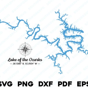 Lake of the Ozarks Missouri Map Form Silhouette svg png dxf pdf eps Vektorgrafik