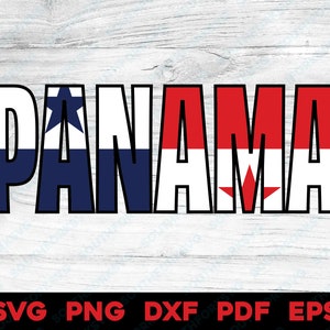 Design nom drapeau Panama | svg png dxf eps pdf | Illustration vectorielle découpée, impression, impression, sub cnc, gravure laser, fichiers numériques, conception