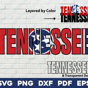 Tennessee vlag staat naam svg png dxf eps pdf gelaagd op kleur vector grafisch ontwerp digitaal bestand VS 50 vlaggen VS Amerika Verenigde Staten