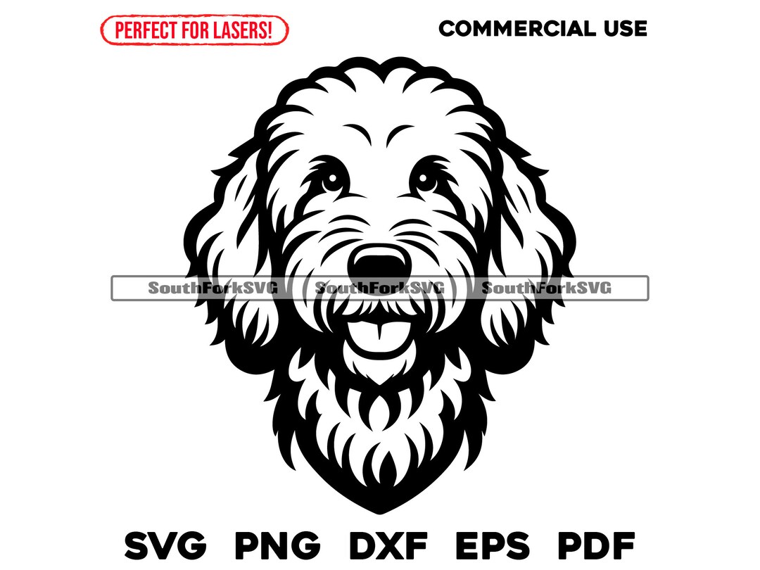 Goldendoodle Dog Head Design | Svg Png Dxf Eps Pdf | Vector Graphic Cut ...