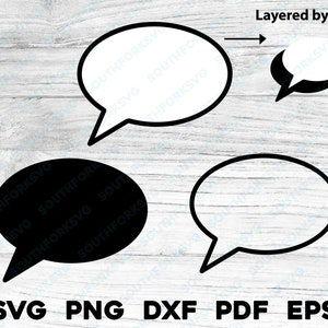Pacote de balões de fala svg png dxf eps pdf | design gráfico corte impressão laser gravar arquivos | download digital instantâneo uso comercial