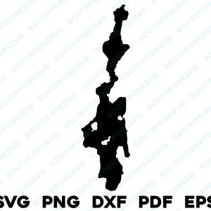 Priest Lake Idaho Map Form Silhouette svg png dxf pdf eps Vektorgrafik Schneiden Gravur Laser-Datei Bild Boot See Haus
