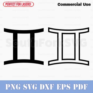 Zwilling Sternzeichen Symbol Solid Silhouette & Umriss svg png dxf pdf eps | Vektorgrafik Design Cut Print Dye sub Laser File Kommerzielle Nutzung