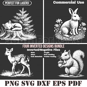 Bundle inversé animaux de la forêt svg png dxf eps pdf | Impression découpée au laser, gravure au laser, téléchargement immédiat, utilisation commerciale