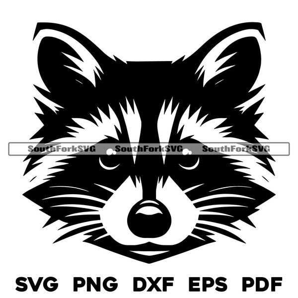 Diseño de cabeza de mapache / svg png dxf eps pdf / diseño de gráficos vectoriales corte impresión tinte sub láser grabar archivos digitales uso comercial