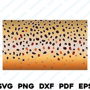 Bruine forel huid patroon medium svg png dxf eps pdf regenboog beek bruine goudforel vliegvissen ontwerp vector vissen jacht buitenshuis