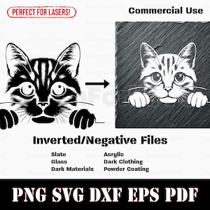 Chat roux inversé furtivement svg png dxf eps pdf | Illustration vectorielle découpée, impression laser, gravure, téléchargement immédiat, utilisation commerciale