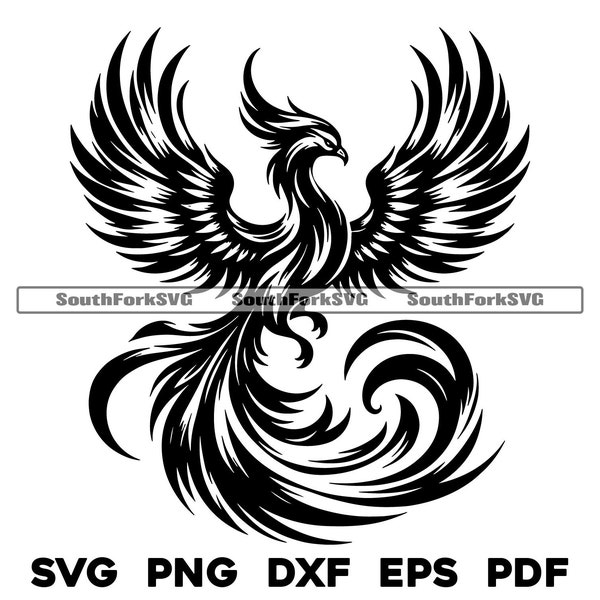 Simple Phoenix Bird Design | svg png dxf eps pdf | vector graphics design cut print dye sub laser engrave digital files commercial use