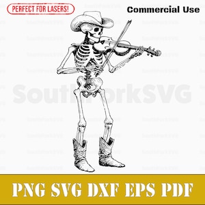 バイオリンを弾くスケルトン svg png dxf eps pdf | レーザー彫刻、カット、印刷ファイル、ベクターグラフィッククリップアート | 商用利用のダウンロード