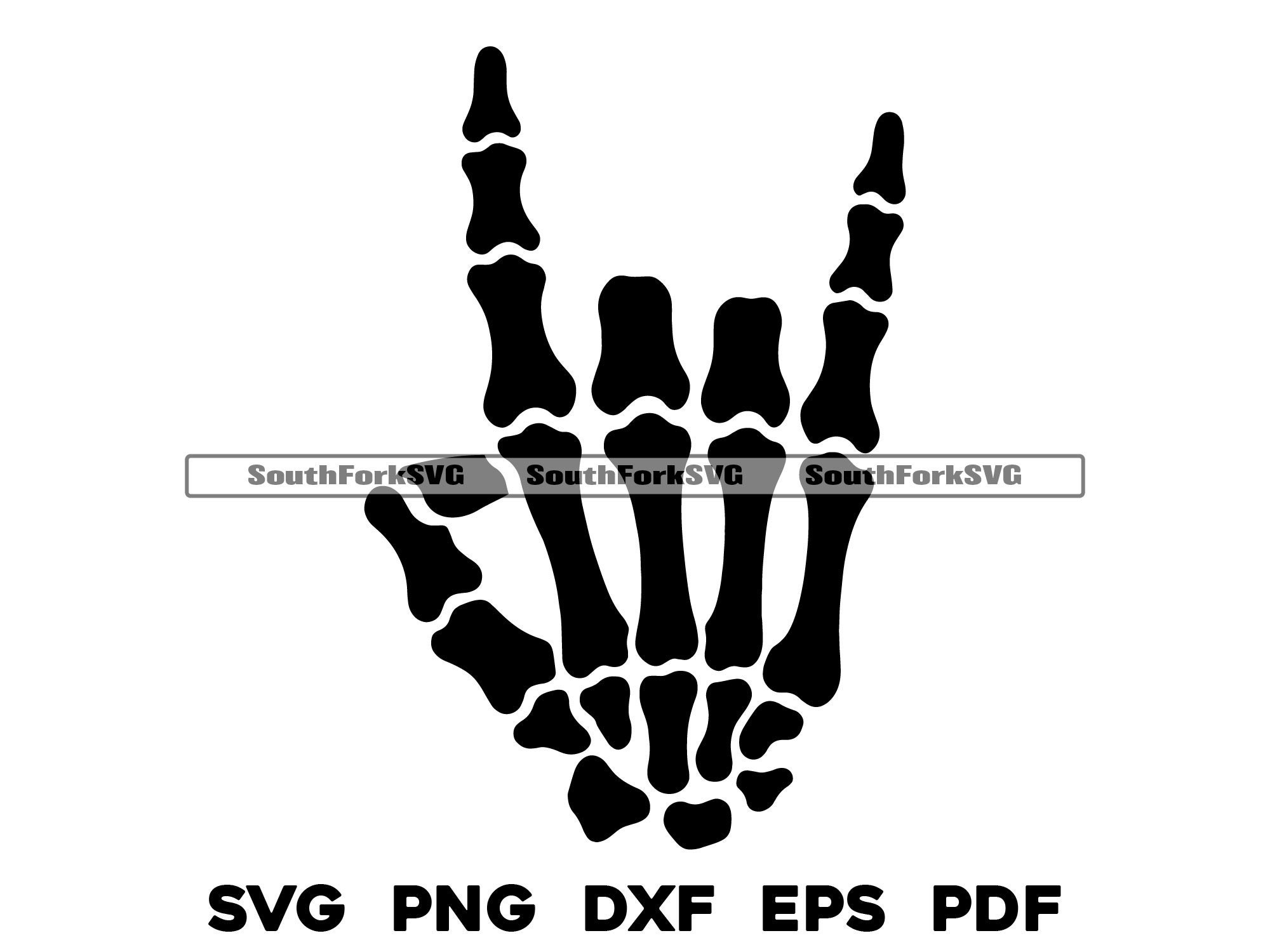 Rock On Skeleton Hand Design | svg png dxf eps pdf | vector graphic design cut print laser engrave files | digital download commercial use
