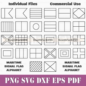 L'alphabet des drapeaux de signaux maritimes décrit svg png dxf eps pdf | Conception de téléchargement numérique impression découpée sous-fichiers colorant usage commercial