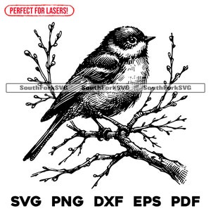 Kleine zangvogel laserbestanden svg png dxf eps pdf | vector grafisch ontwerp gesneden print kleurstof sub laser graveren cnc digitale bestanden commercieel gebruik