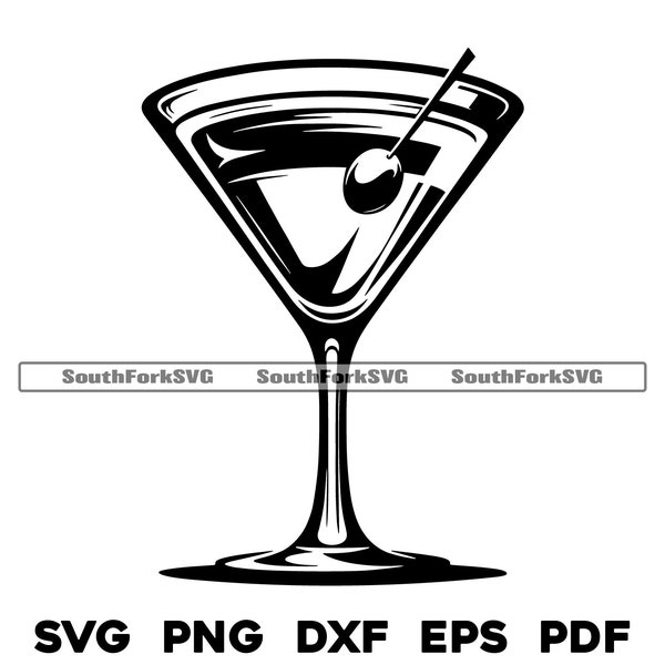 Martini Glass Olive Design | svg png dxf eps pdf vector graphic cut print dye sub laser engrave digital file commercial use