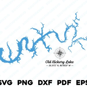 Vecchio Hickory Lake Tennessee mappa forma sagoma svg png dxf pdf eps disegno grafico vettoriale taglio incisione laser file immagine barca casa sul lago