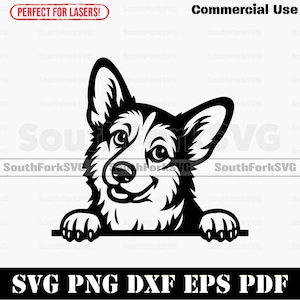 Peeking Corgi Dog svg png dxf eps pdf vector graphic cut file laser clip art instant digital download commercial use