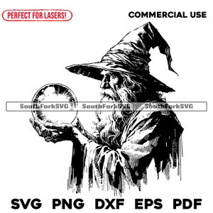 Laser Gravurdateien Wise Old Magier Kristallkugel svg png dxf eps pdf | Vektorgrafik-Design Cut-Print-Farbstoff sub-kommerzielle Nutzung