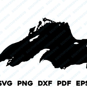 Lago Superior Minnesota Mapa Forma Contorno Silueta svg png dxf pdf eps vector diseño gráfico corte grabado imagen láser barco lago casa