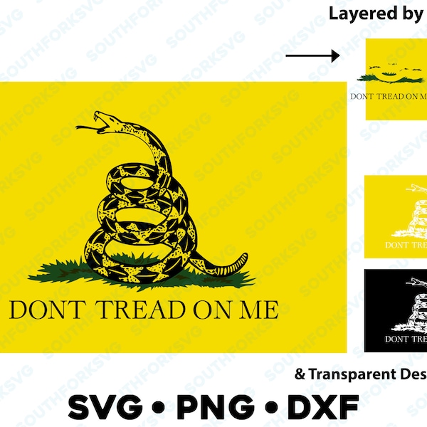 Don't Tread On Me Rattlesnake Gadsden Flag svg png dxf vector graphic design cut digital file Red White Blue Freedom Independence Patriotic