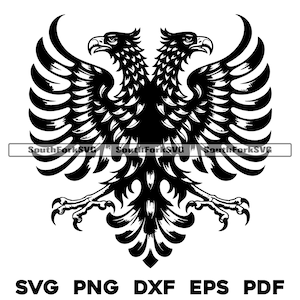 Albanische Flagge Crest Doppelkopf Adler | svg png dxf eps pdf | Vektorgrafik-Design Cut Print Dye Sub-Cnc-Laserdateien