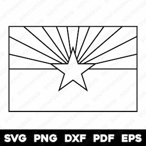 Contour transparent du drapeau de l'état de l'Arizona | svg png dxf eps pdf | Conception graphique vectorielle découpée, impression, teinture, sous, gravure laser, fichiers numériques