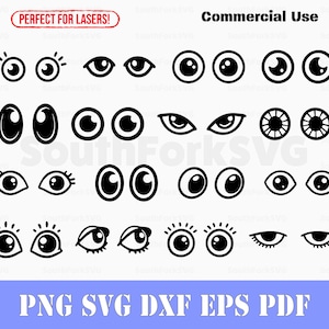 Simple Eye Pairs Bundle svg png dxf eps pdf | vector graphic cut print dye sub laser engrave clip art commercial use