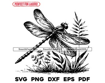 Dragonfly Laser Engrave Files svg png dxf eps pdf vector graphic design cut print dye sub cnc digital files commercial use