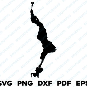Lago Winnisquam New Hampshire Mapa Forma Contorno Silueta svg png dxf pdf eps vector diseño gráfico grabado archivo láser imagen barco casa