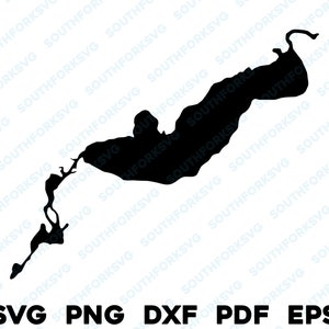 Little Squam Lake New Hampshire Mapa Forma Silueta svg png dxf pdf eps vector diseño gráfico corte grabado archivo láser imagen barco lago casa