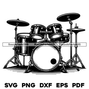 Drum Set Vector Design 2 | svg png dxf eps pdf | vector graphic design cut print dye sub laser engrave digital files commercial use