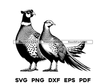 Coppia di fagiani maschio e femmina svg png dxf eps pdf / progettazione grafica vettoriale taglio stampa tintura sub laser incide cnc file digitali uso commerciale