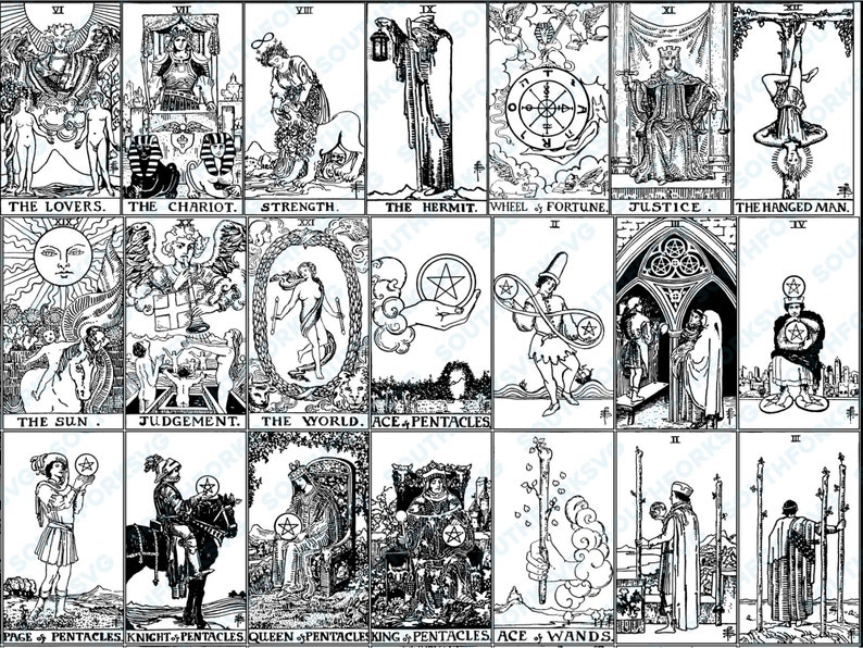 Star Rider Waite Full Set 78 Rider Waite Smith Tarot Card Deck Bundle SVG PNG PDF ...