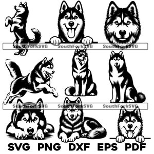 Siberian Husky Bundle Pack svg png dxf eps pdf | vector graphic cut file laser clip art instant digital download commercial use