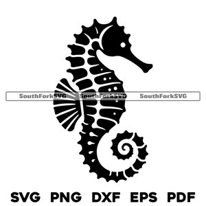 Seahorse Design svg png dxf eps pdf | lasergraveren gesneden afdrukbestanden vector grafische illustraties | direct digitaal downloaden voor commercieel gebruik