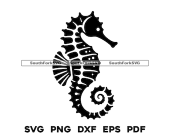 Seahorse Design svg png dxf eps pdf | laser engrave cut print files vector graphic clip art | instant digital download commercial use