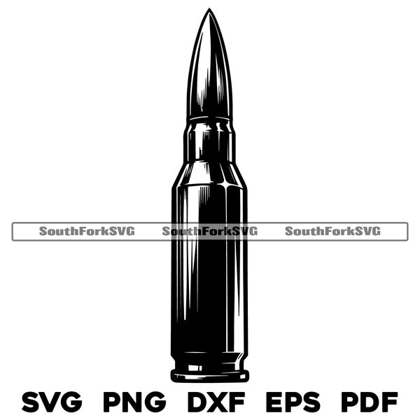 Rifle Bullet & Casing Design Files svg png dxf pdf eps | transparent vector graphic cut print dye sub laser digital files commercial use