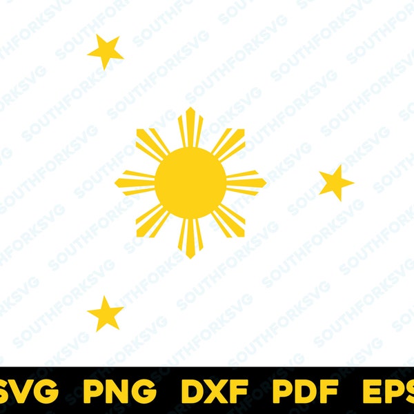 Philippines Flag Design Stars Sun svg png dxf eps pdf layered by color vector graphic design digital file world travel Republic Asia