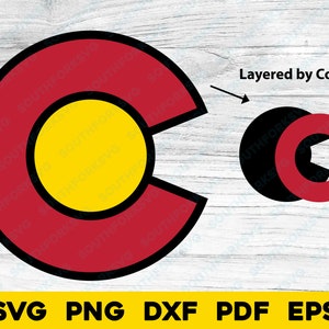 Drapeau de l'État du Colorado C | svg png dxf eps pdf | Fichiers numériques cnc en couches superposées par conception graphique vectorielle en couleur