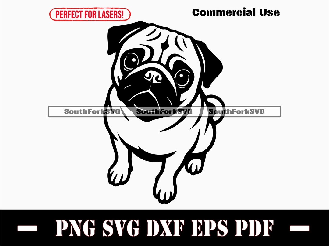 Pug Begging Svg Png Dxf Eps Pdf | Vector Graphic Stencil Cut File Laser ...